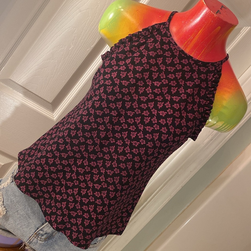 Candie's Y2K Black and Pink Floral Top